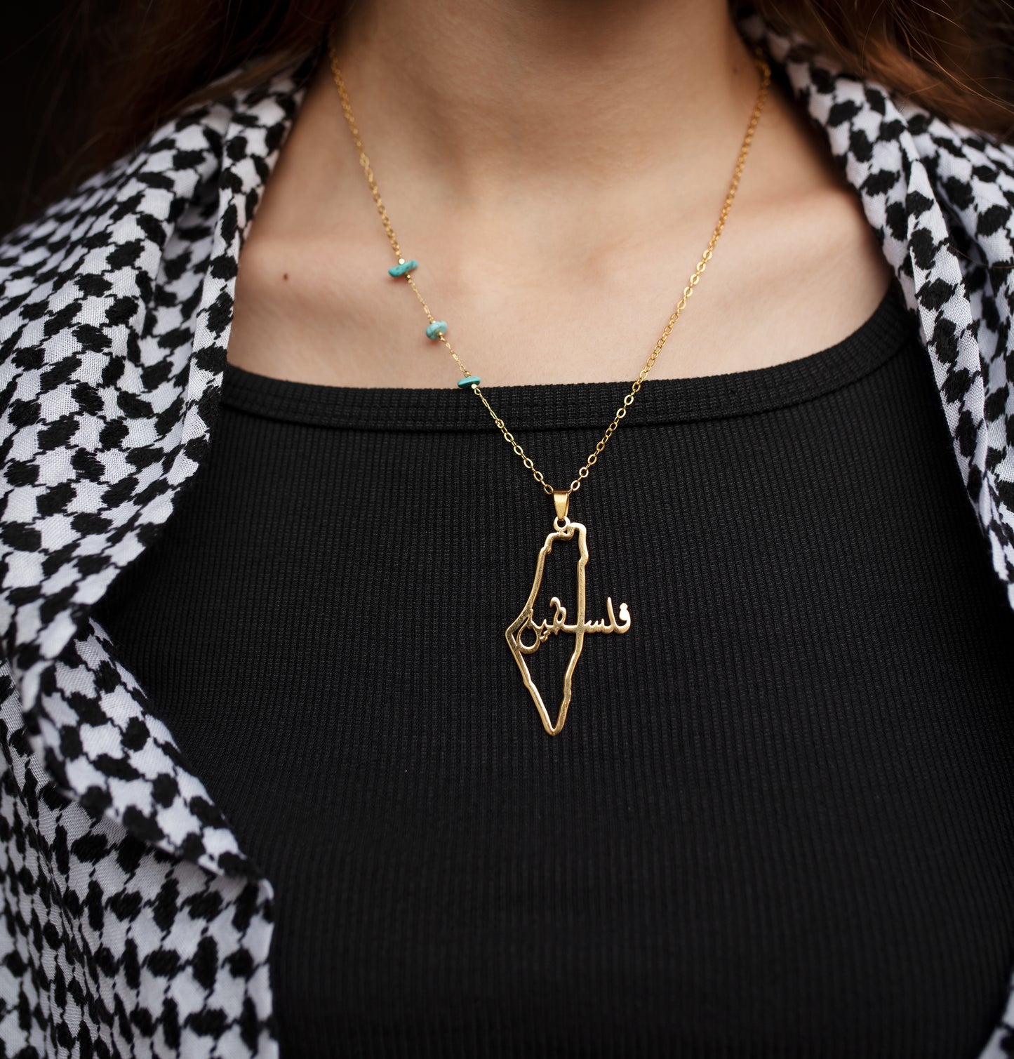 Necklace PS. Map with Words Pendant