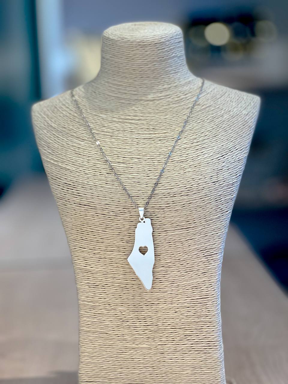 Heart Map Necklace silver