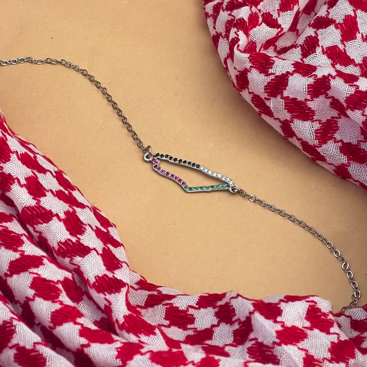 Zircon stones map Bracelet Silver