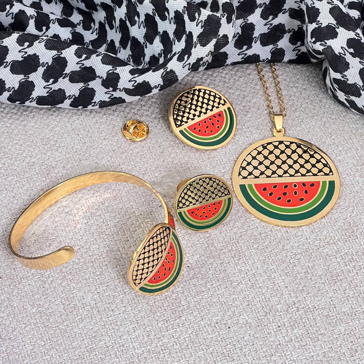 Set luxury Golden watermelon palestine country kufiye