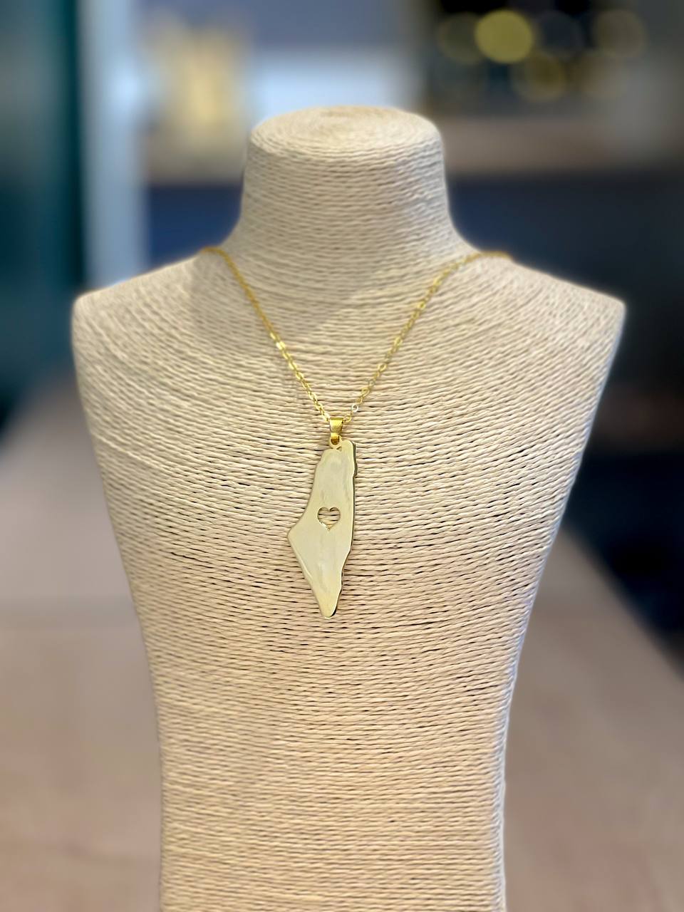 Heart Map Necklace Gold