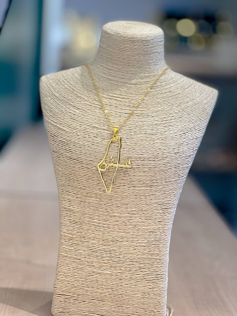PS. in Map Outline Necklace Gold