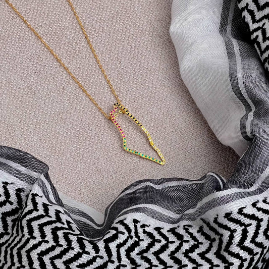 Map Outline Necklace Gold