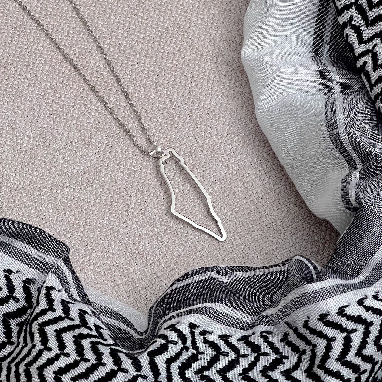 Map Outline Necklace Silver