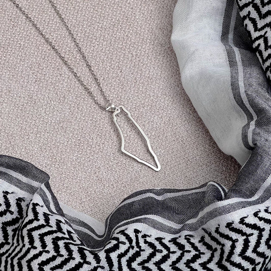 Map Outline Necklace Silver