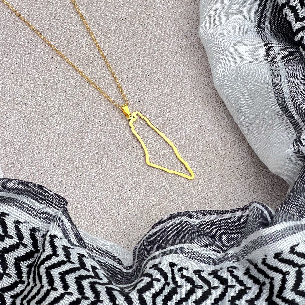Map Outline Necklace Gold