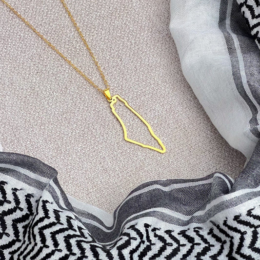 Map Outline Necklace Gold