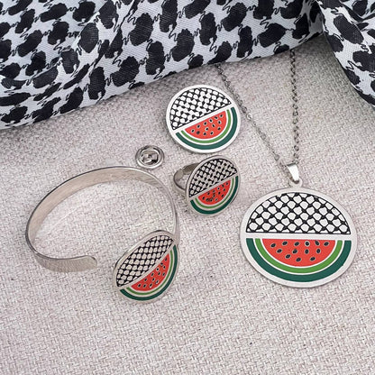 Set luxury Silver watermelon palestine country kufiye